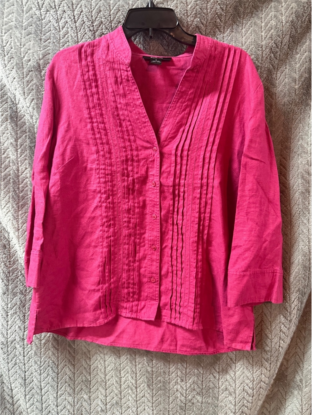 Style & Co. Women's Pink Linen Button-Up Shirt Size 16